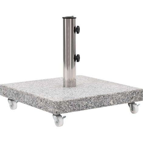 Socle de parasol/Pied de parasol haute qualité Granite 30 kg Carré Gris 54713 (1/5)