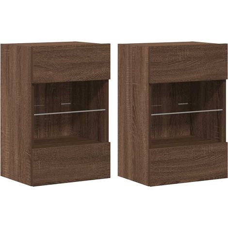 Mobili da parete con luci LED per TV 2pz Rovere Marrone 40x30x60,5cm vidaXL (1/9)
