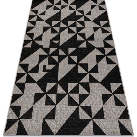 CARPET SIZAL FLOORLUX 20489 silver / black TRIANGLES grey 60x110 cm