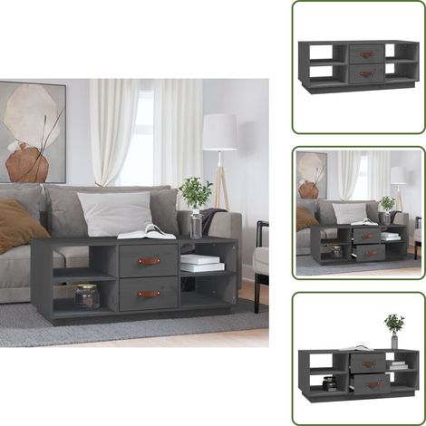 Table basse Gris 100x50x41 cm Bois massif de pin - Table Basse - Meuble Salon - Table D'appoint - Table En Bois - Table Design (1/5)