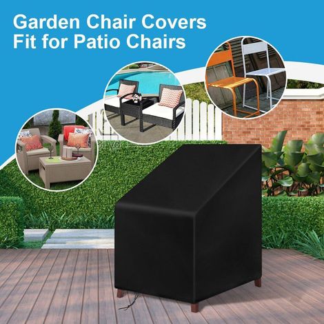 Housse Chaise de Jardin, 65 65 120cm Housse Protection pour Fauteuil Exterieur Jardin 210D Housse de Chaise Imperméable Empilable en Tissu Oxford, Anti-UV avec Sac de Rangement, Noir (1/5)