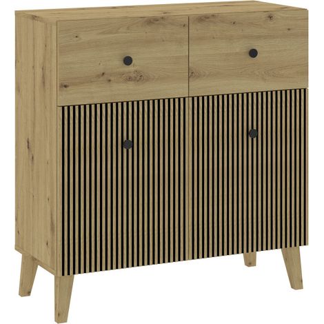Buffet BERLIN 2 Portes - 2 Tiroirs - 90 cm Chêne (1/5)