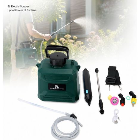 Spruzzatore elettrico da 5 litri - Senza fili, ugello regolabile, durata della batteria di 3 ore - Spruzzatura in giardino, diserbo, pulizia (1/5)