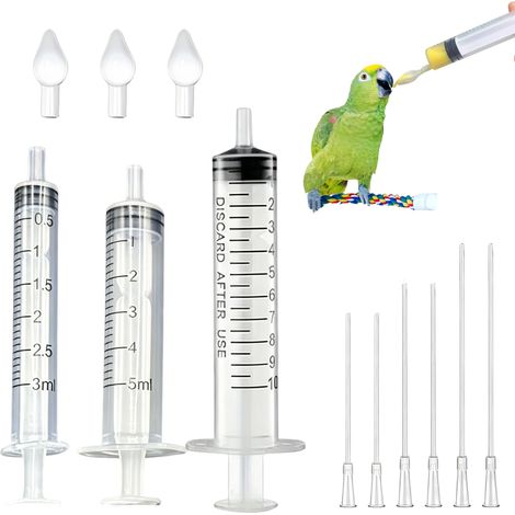 Tuyau d'alimentation pour Jeunes Oiseaux seringue de 10 ML avec Tuyau Seringue d'alimentation pour Oiseau d'accessoires pour Pigeons cuillère Acier Inoxydable pour Lait Eau médicaments (1/5)