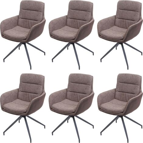 Lot de 6 chaises de salle à manger HWC-K32, chaise de cuisine fauteuil chaise, pivotante position au (1/5)