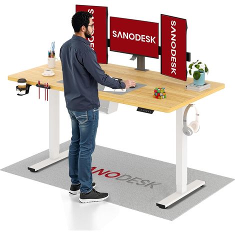 SANODESK QS1 Bureau Assis Debout Électrique 160x60 cm, Érable