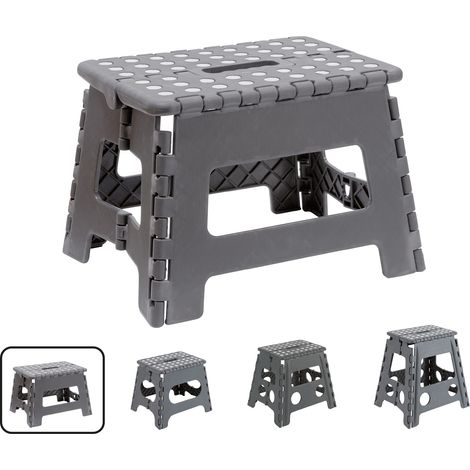 ARREGUI TB-022-G Sgabello Pieghevole Multiuso  Sgabello per Adulti o Bambini  Scala Pieghevole  Scalino  Sgabello per cucina, bagno, campeggio  22 cm di altezza  Grigio (1/4)