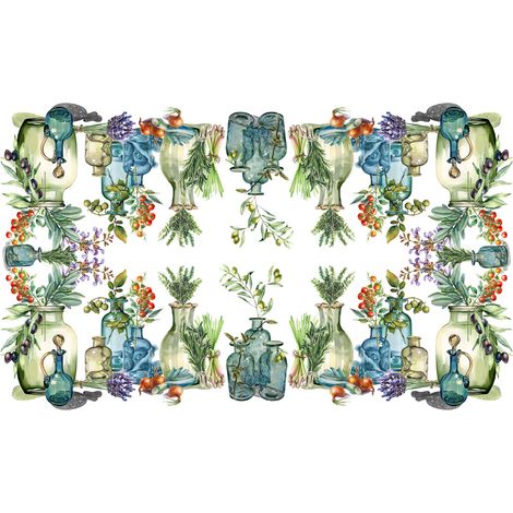 Tovaglia Copritavolo Cucina 100% Cotone Digitale Disegno Herbs GI, misura150x180coloreHerbs
