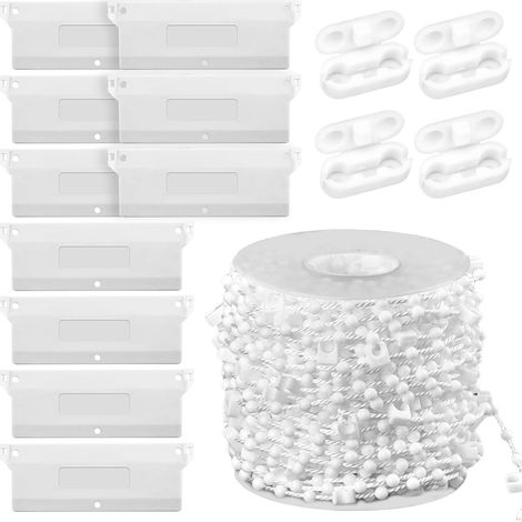 Pièces de rechange pour contrepoids de persiennes verticales de vente au détail : 10 plaques de base de 127 mm + chaîne à billes de 10 mètres + 4 boucles à billes (1/5)