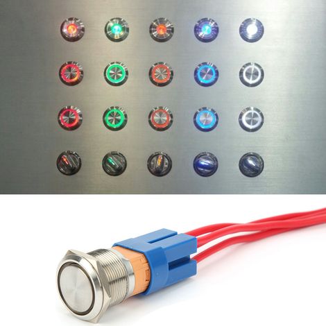Interrupteur à bouton-poussoir métallique 22mm 20A 250V AC avec socle 4 broches et réinitialisation automatique (1/5)