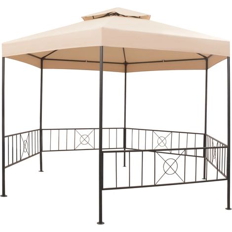 Tonnelle Barnum de Jardin, Pavillon, Pergola, Tente de jardin, tente de jardin Hexagonal Beige 323 x 265 cm OIB5170E (1/5)