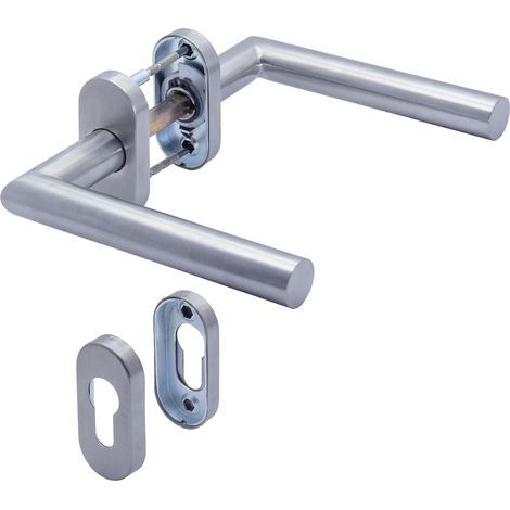 1 - Poignée de porte - Rosace de clé - Acier inoxydable 201 - Pour portes d&39entrée et intérieures - Argenté - 110x47-58cm (1/5)