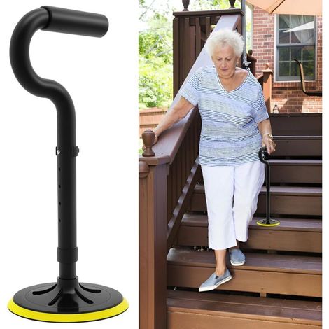 Aide à se lever - Lit pour personnes âgées - Hauteur réglable - Stabilité - Canne avec aide à se lever du sol - Aide à la mobilité pour personnes handicapées - Jaune