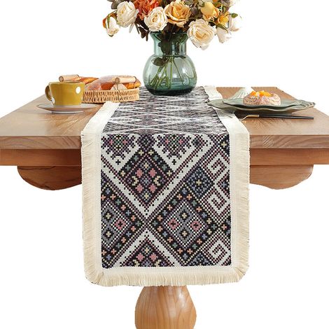 Chemin de table style chinois, drapeau de table style chinois, drapeau de table basse style chinois, nappe à rayures longues, nappe à thé, serviette, drapeau de lit d'hôtel, serviette de lit (1/5)
