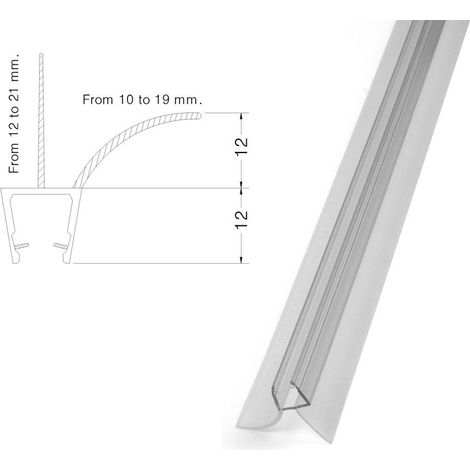 Profilo paragocce orizzontale box cristallo mm.8 - 10 ala perpendicolare mm.21 777302PT10