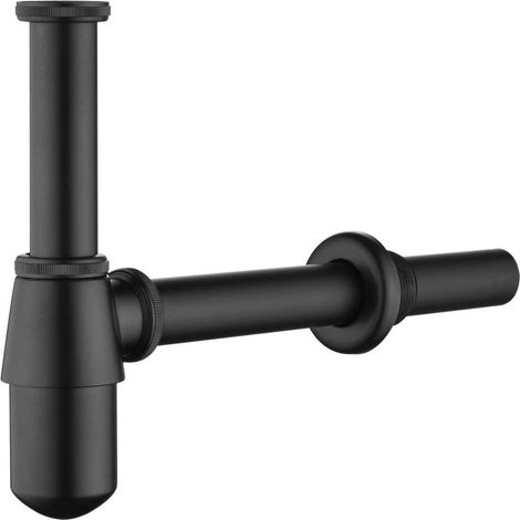 1 Siphon évier, tube plongeur 200mm, réglable 1 1/4 x 32mm, anti-odeur, étanche, noir (1/5)