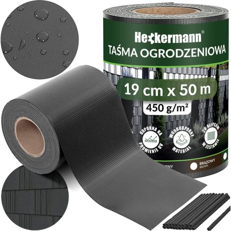 Nastro per recinzioni Heckermann 19 cm x 50 m - Grigio scuro (1/5)