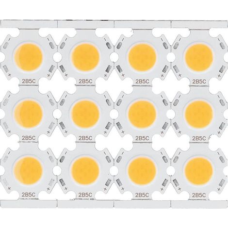 12 puces LED COB rondes, ampoule LED haute puissance 5W 15-17V, 450lm, pour lampes DIY, lampes de table, spots et downlights (chaud).
