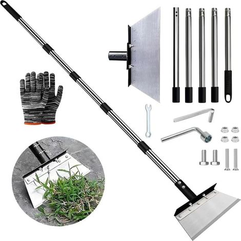 Pelle De Desherbage avec Manche 200cm,Pelle De Nettoyage Multifonctionnelle 32cm,Pelle De Jardin Desherbante,Grattoir De Jardin pour Mauvaises Herbes et Mousse, Outil De Désherbage De Ferme (1/5)