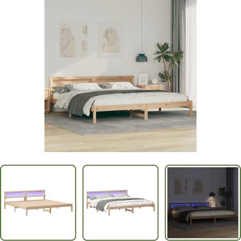 Kieferholz - Bettrahmen mit Kopfteil Braun 180 x 200 cm Massives Kiefernholz (1/5)