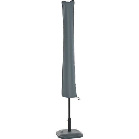 Freitragende Sonnenschirmhülle für Sonnenschirme von 2 bis 3,5 m, aus 420D Oxford-Gewebe, mit Reißverschluss, für Garten und Terrasse, grau.