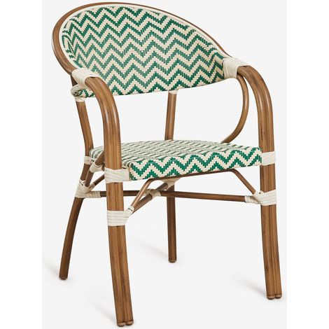 Lot de 4 chaises de salle à manger empilables en aluminium Brielle Bistro avec accoudoirs SKLUM Vert Choux - Blanc Gardenia (1/5)