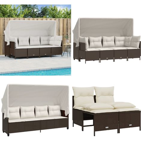 Salon de jardin avec coussins 5 pcs marron résine tressée - Ensemble Salon De Jardin - Meubles De Jardin - Salon De Jardin Pliable - Fauteuil De Jardin - Table Basse Jardin - Home & Living