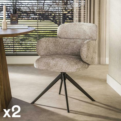 Fauteuil pivotant à ailettes en tissu doux sable (x2) CREEK (1/5)