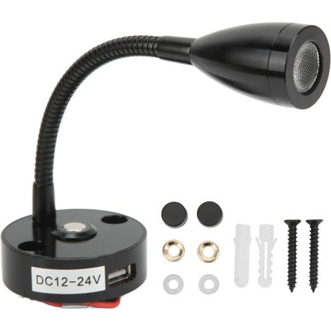 Liseuse LED 12V USB Rechargeable, Lampe de Lecture RV Flexible 3 Couleurs, Lumière de Chevet Universelle pour Bateau Yacht Camping Car (1/4)