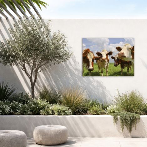Tableau de jardin La ronde des vaches 70 x 50cm Marron, vert, bleu (1/5)