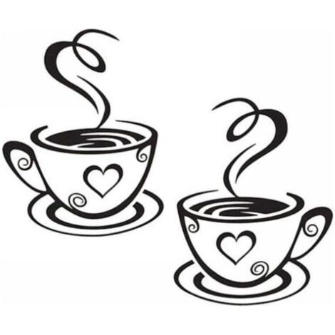 Kaffee Tasse Design Aufkleber Wand Haus Sticker Küche Restaurant Dekor (1/5)