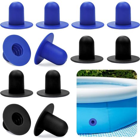 Lot de 12 couvercles de filtre de piscine, compatibles avec Intex et Bestway, pièces de rechange pour prise murale de piscine, couvercles de filtre de piscine hors sol pour piscines gonflables, bleu/n (1/5)
