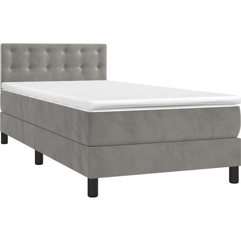 Box Spring Bed with Mattress&LED Light Grey 80x200cm Velvet vidaXL (1/4)