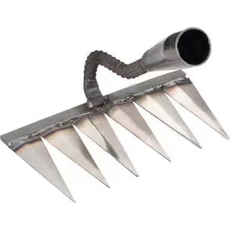 Râteau à chaume en métal 23 x 13 cm – Acier inoxydable et carbone – Dents pointues pour désherbage et ameublissement du sol (1/3)