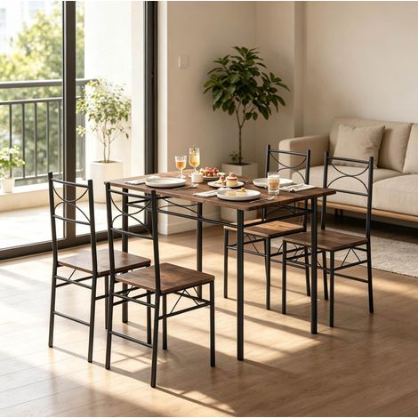 Set tavolo e sedie 4 posti 110 x 70 x 76 cm in MDF e ferro HAVRYA (1/3)