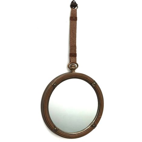 Miroir mural décoratif métal et polipiel marron élégant - marron effet cuir bronze (1/3)