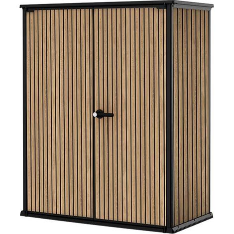 ARMARIO CASETA RESINA JARDIN SIGNATURE VERTICAL ALTO KETER MARRON