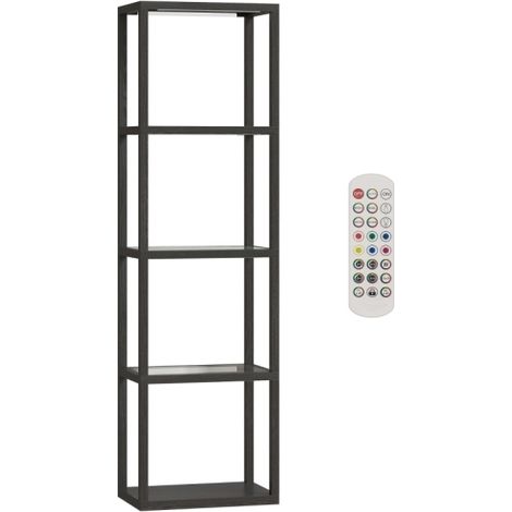Lampadaire LED RGB avec Étagères en Verre, Lampe sur Pied à 4 Niveaux avec Télécommande, Synchronisation Musicale, Noir (1/5)