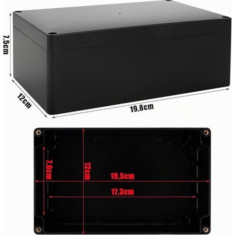 Junction Box 200 x 120 x 75 mm IP65 ABS Electrical Connection Bracket for Garden Lighting, Camera and Distribution (1/4)