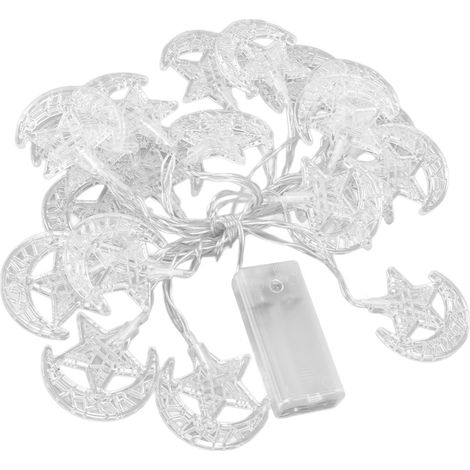 3 m lange Lichterkette mit 20 LEDs für Ramadan und Eid, Dekoration mit Halbmond, Stern und Burg, Eid al-Adha-Ornament, batterielos (S1-1) (1/5)