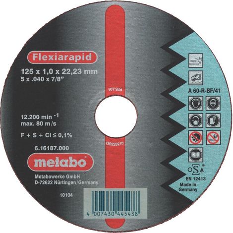 Disco da taglio METABO - acciaio inox-FLEXIRAPID 180x1,6x22,2 616184000