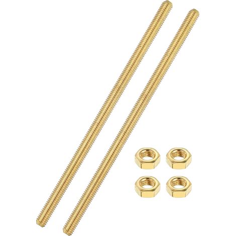 2 Ensemble Tige Filetée Laiton M4x0.7mm Pas Filetage à Droite Goujons avec Écrous Hexagonaux en Laiton Massif, 100mm Longueur, Fixations pour Ancrages, Boulons, Supports, Pinces (1/5)