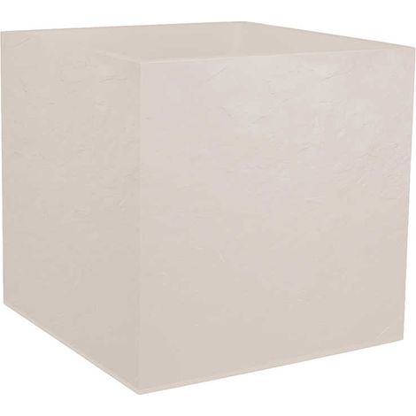 EDA – Jardinière carrée Volcania effet pierre 49,5 x 49,5 x 49,5 cm – 57 L – Beige calcaire – Polypropylène anti UV et non gélif (1/2)