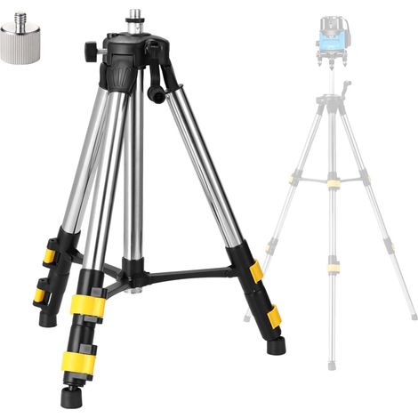 Trépied réglable 1,2 m, adaptateur fileté 5/8" et 1/4", support laser, trépied de niveau à bulle