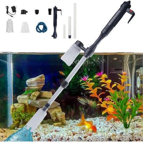 Nettoyeur de gravier électrique pour aquarium 4 en 1, aspirateur à siphon automatique étanche pour le changement d'eau, le lavage du sable et les outils de nettoyage d'aquarium (1/5)