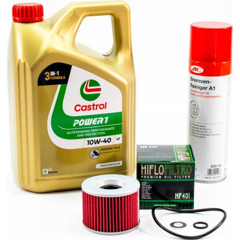 Kit Entretien Vidange pour KAWASAKI ZR-7 S de 2001 à 2005 - CASTROL POWER 1 10W-40 4L