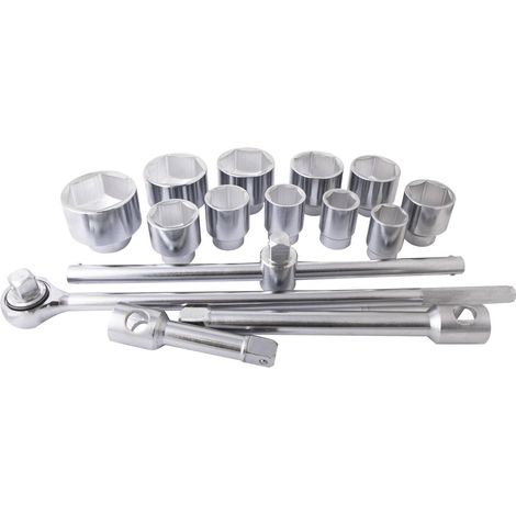 Composition cliquet+douilles 6 pans 1" 36-80mm (15 pcs) - OM 2354BL - CLAS Equipements