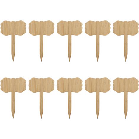 Étiquettes de Jardin en Bambou 10pcs - Marqueurs Décoratifs en Forme de Dentelle pour Plantes, Épaisseur 1/8 po, Écriture Facile (1/5)