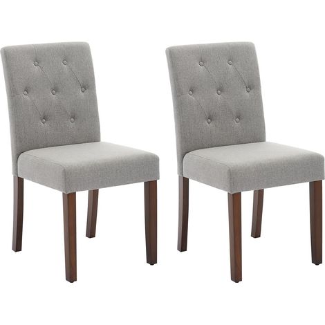 Lot de 2 Chaises de Salle à Manger Capitonnées - Style Parsons - Dossier Haut et Pieds en Bois Massif (1/5)
