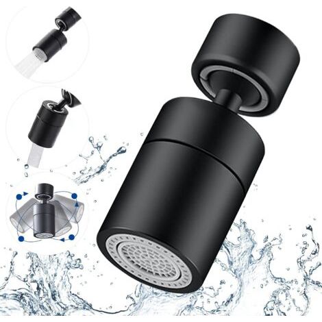 Aérateur de robinet,Pivotant 360 Degrés-2 Modes Réglable Cuisine Robinet Filtre Barboteur Pour Cuisine Salle De Bain,avec Adaptateur Filetage Externe 24mm-Fil Interne 22mm (Bronze huilé noir) (1/5)